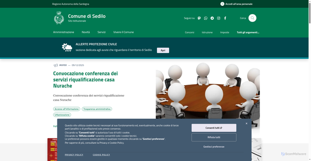 Security scan screenshot of https://www.comune.sedilo.or.it/
