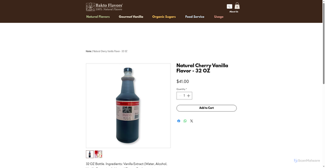 Security scan screenshot of https://www.baktoflavors.com/product-page/natural-cherry-vanilla-flavor-1