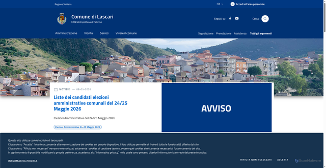 Security scan screenshot of https://www.comune.lascari.pa.it