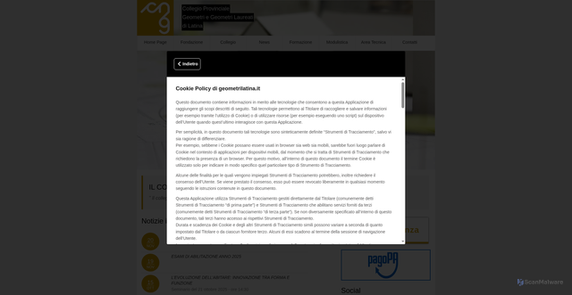 Security scan screenshot of https://www.geometrilatina.it/