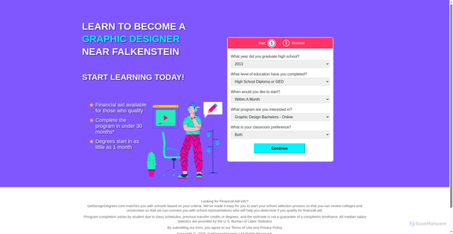 Security scan screenshot of https://getdesigndegrees.com
