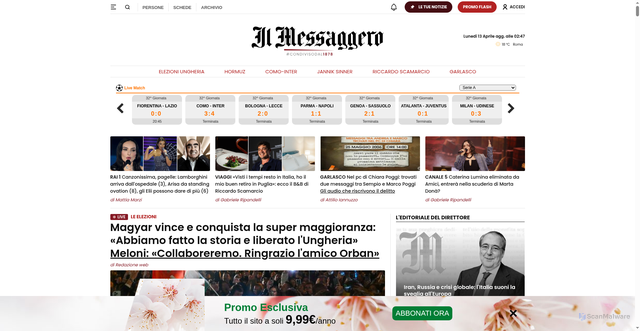 Security scan screenshot of https://ilmessaggero.it