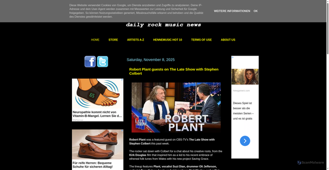 Security scan screenshot of https://www.hennemusic.com/2025/11/robert-plant-guests-on-late-show-with.html