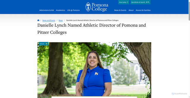 Security scan screenshot of https://www.pomona.edu/news/2025/12/15-danielle-lynch-named-athletic-director-pomona-and-pitzer-colleges