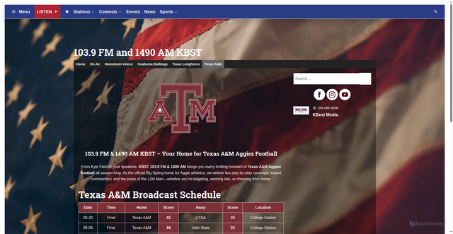 Security scan screenshot of https://kbst.com/texas-am/