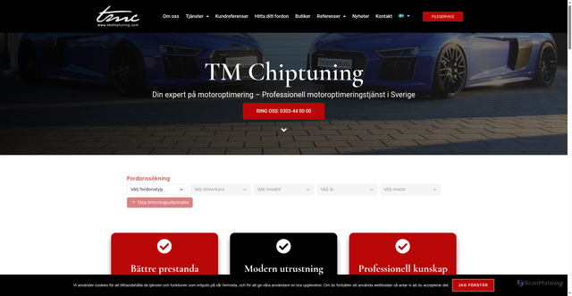 Security scan screenshot of https://tmchiptuning.se