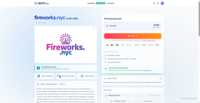 Security scan screenshot of https://fireworks.nyc/