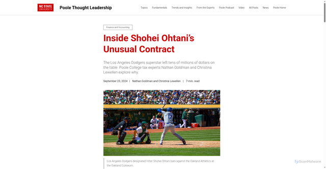 Security scan screenshot of https://poole.ncsu.edu/thought-leadership/article/inside-shoehei-ohtanis-unusual-contract/