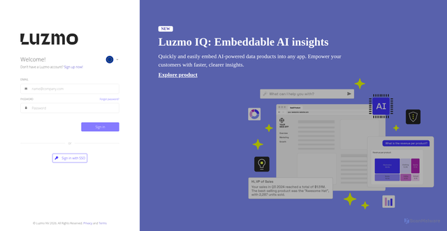Security scan screenshot of https://app.luzmo.com