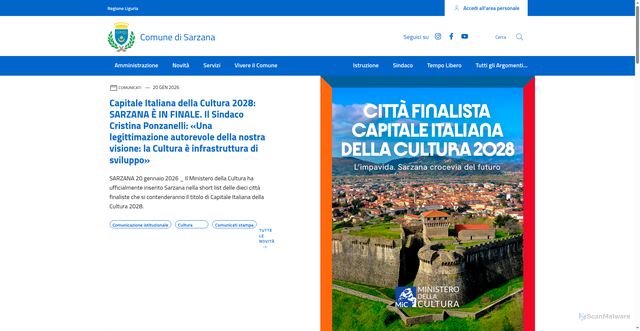 Security scan screenshot of https://www.comune.sarzana.sp.it/