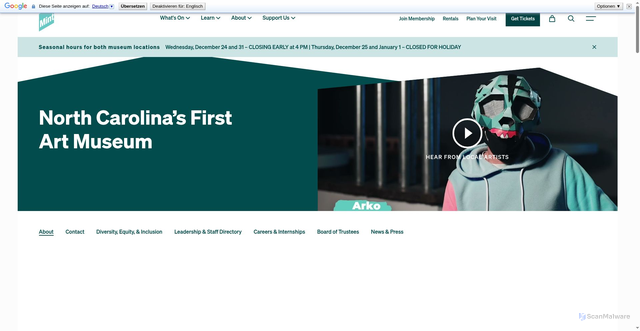 Security scan screenshot of https://www.mintmuseum.org/about/