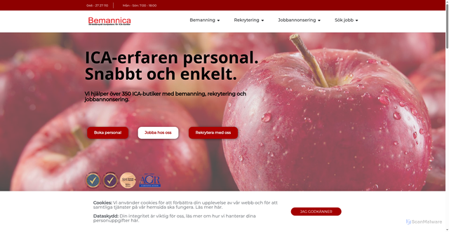 Security scan screenshot of https://bemannica.se