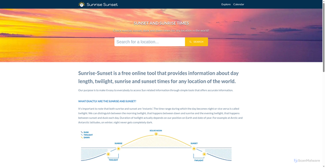 Security scan screenshot of https://sunrise-sunset.org/