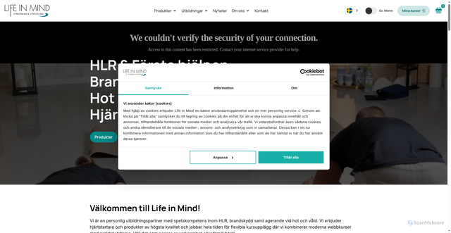 Security scan screenshot of https://lifeinmind.se