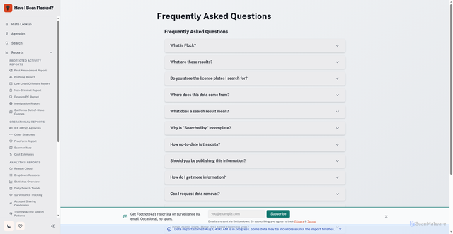 Security scan screenshot of https://haveibeenflocked.com/about/faq