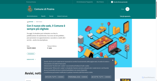 Security scan screenshot of https://www.comune.posina.vi.it/