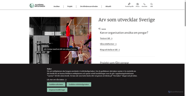 Security scan screenshot of https://www.arvsfonden.se