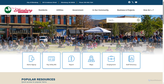 Security scan screenshot of https://ellensburgwa.gov/