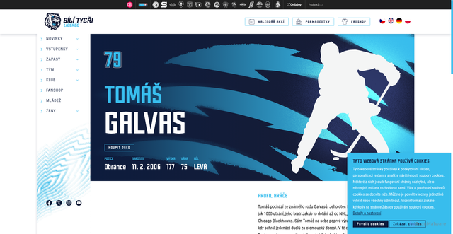 Security scan screenshot of https://www.hcbilitygri.cz/player/1731-Tomas-Galvas