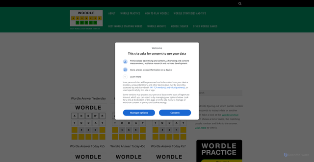 Security scan screenshot of https://www.wordleanswertoday.com/