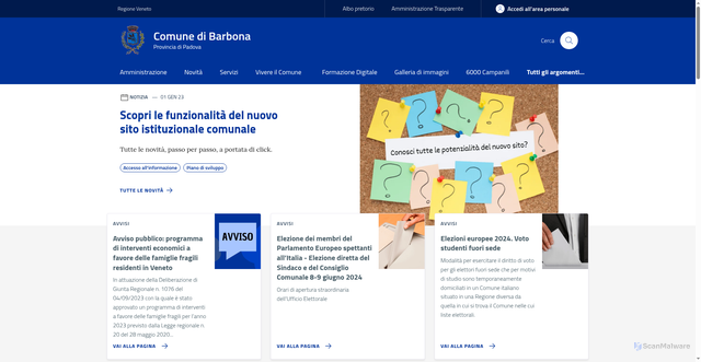 Security scan screenshot of https://www.comune.barbona.pd.it
