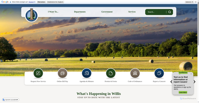 Security scan screenshot of http://www.ci.willis.tx.us