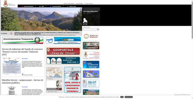 Security scan screenshot of https://www.comune.cavadetirreni.sa.it/