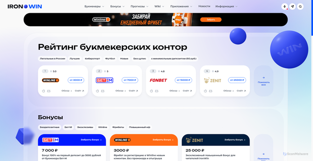 Security scan screenshot of https://ironwin.ru