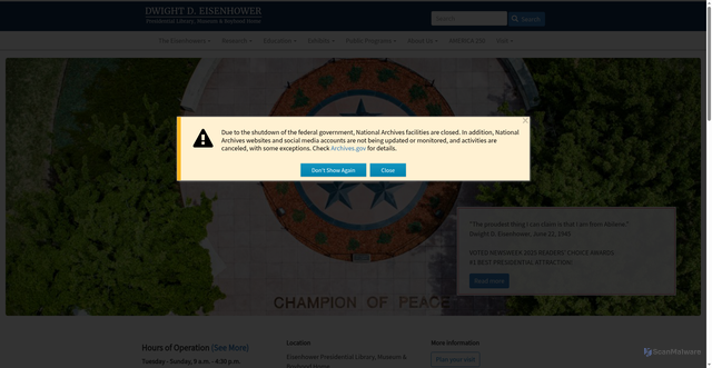 Security scan screenshot of https://www.eisenhowerlibrary.gov/