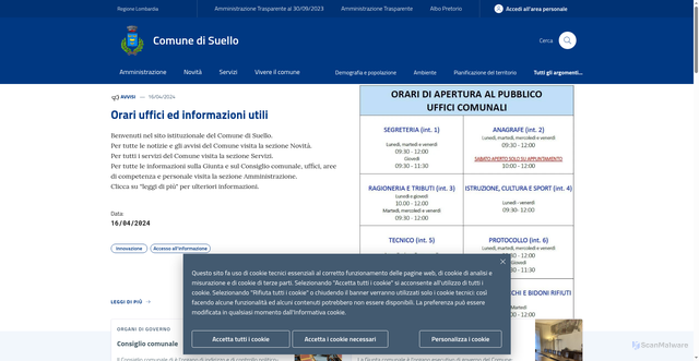 Security scan screenshot of https://www.comune.suello.lc.it/