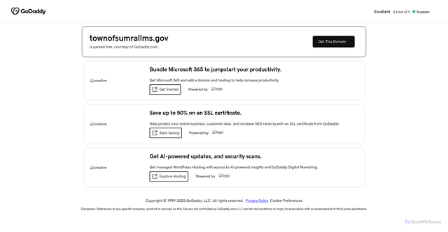 Security scan screenshot of https://townofsumrallms.gov/