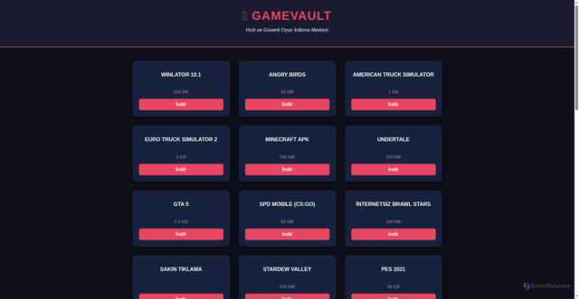 Security scan screenshot of https://gamevault-r3zfjwuoi3.edgeone.app/