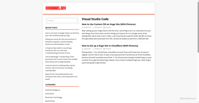 Security scan screenshot of https://0xrommel.pages.dev/tags/visual-studio-code/
