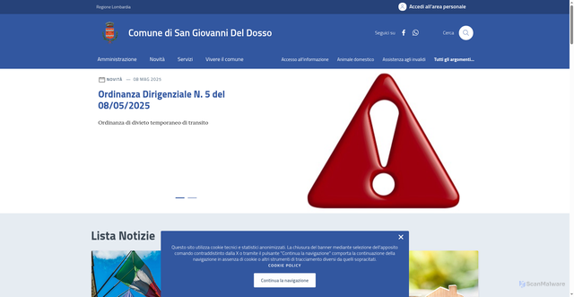 Security scan screenshot of https://comune.sangiovannideldosso.mn.it/