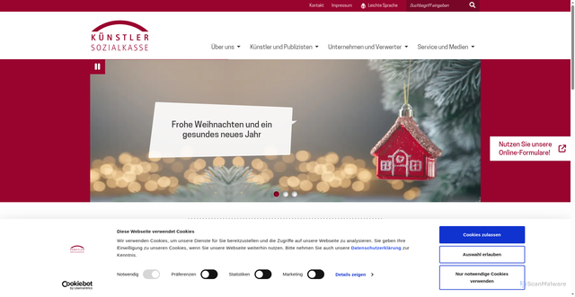 Security scan screenshot of https://www.kuenstlersozialkasse.de/