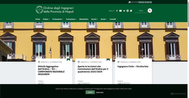 Security scan screenshot of https://www.ordineingegnerinapoli.com/
