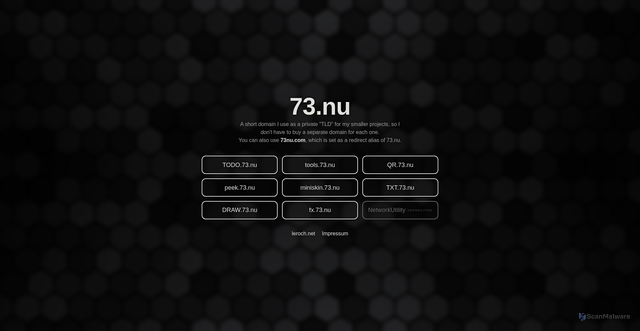 Security scan screenshot of https://73.nu