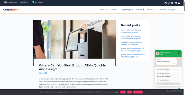 Security scan screenshot of https://www.orderexpress.com/where-can-you-find-bitcoin-atms-quickly-and-easily/
