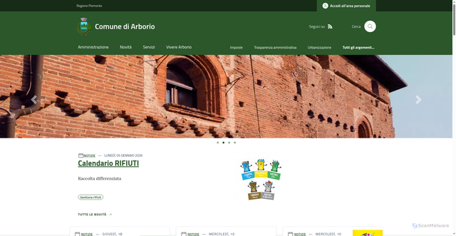 Security scan screenshot of https://www.comune.arborio.vc.it/