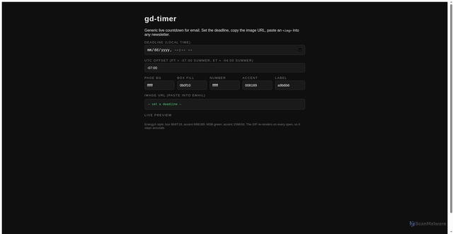 Security scan screenshot of https://gd-timer-app.vercel.app/