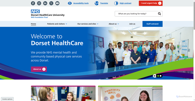 Security scan screenshot of http://www.dorsethealthcare.nhs.uk/