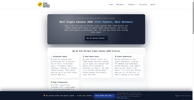 Security scan screenshot of https://coincasinoreview.com/