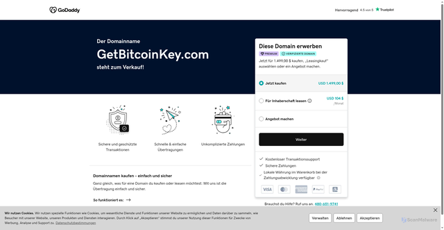 Security scan screenshot of https://getbitcoinkey.com/
