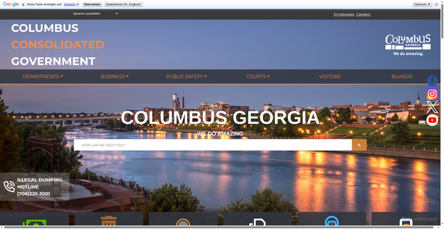 Security scan screenshot of https://www.columbusga.gov/