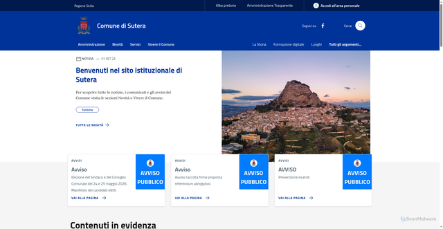 Security scan screenshot of https://www.comune.sutera.cl.it