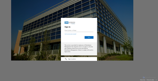 Security scan screenshot of https://distributionmanagement-my.sharepoint.com