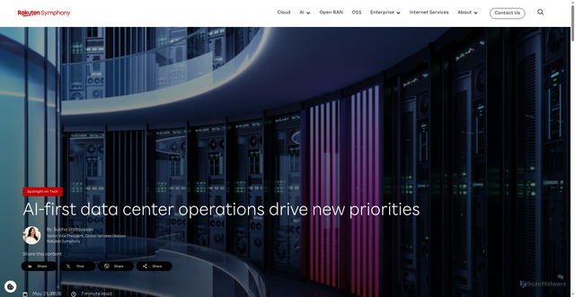 Security scan screenshot of https://symphony.rakuten.com/blog/ai-first-data-center-operations-drive-new-priorities