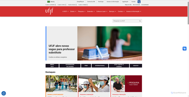 Security scan screenshot of http://www.ufjf.br