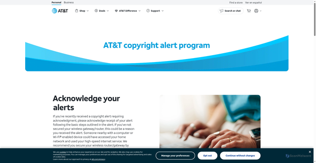 Security scan screenshot of https://copyright.att.net