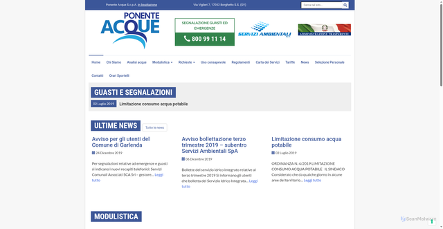 Security scan screenshot of https://ponenteacque.it/